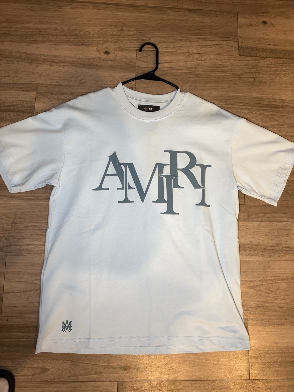 AMIRI White Tee with Oversized Gray Logo